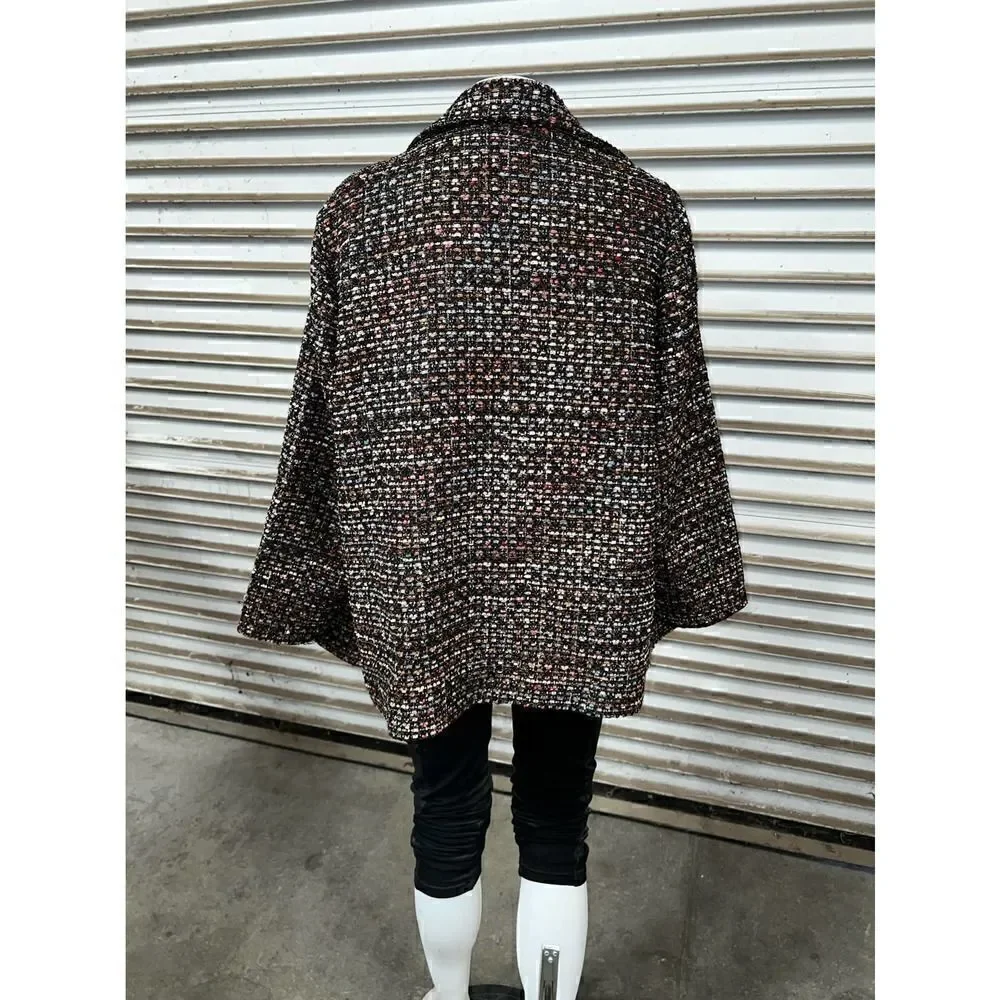 Slinky Brand jacket button up multi colored tweed long sleeve size 1X